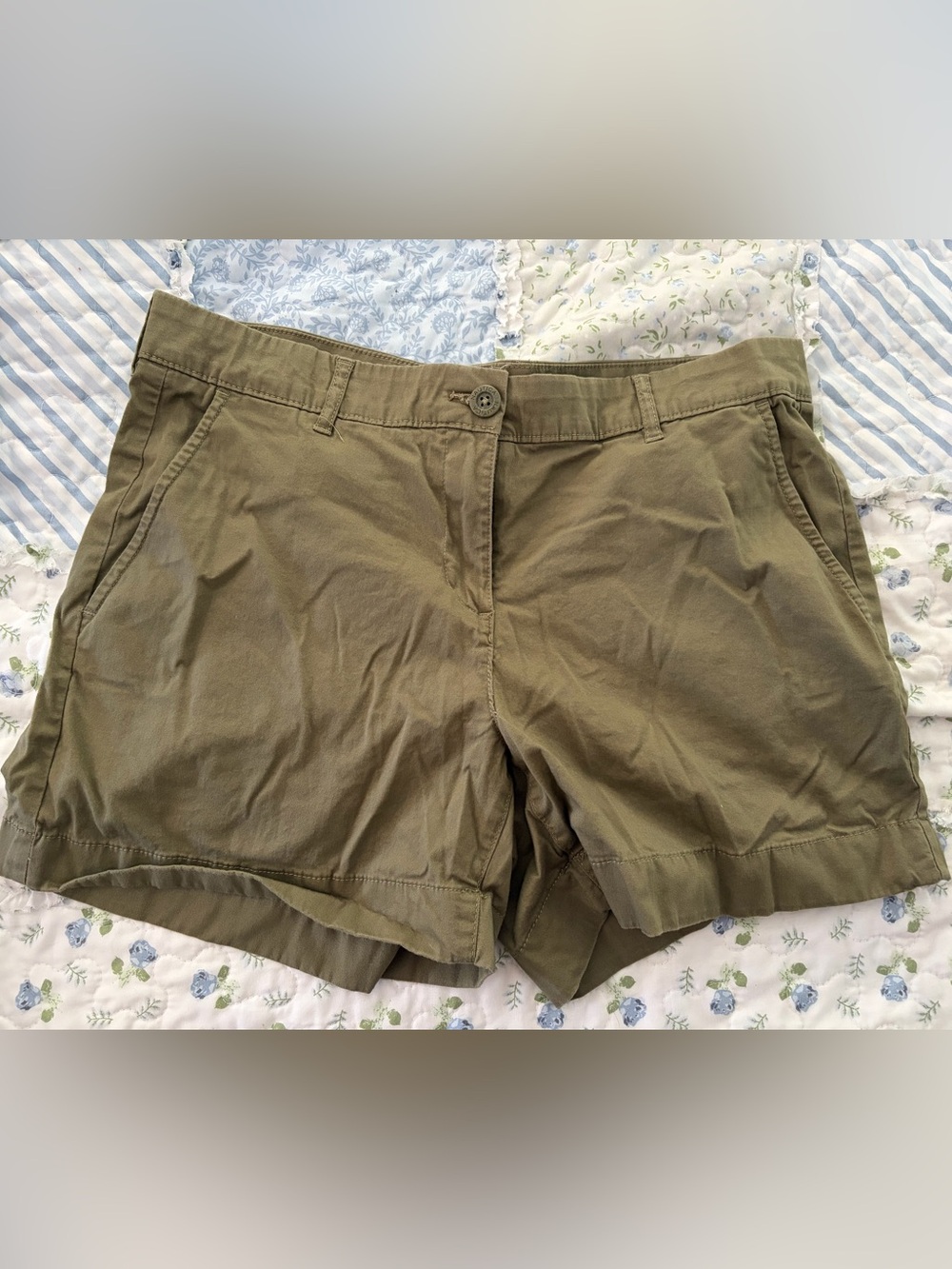Nautica Olive Green Casual Cotton Shorts